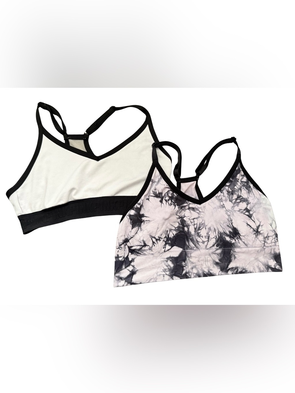 Pink by Victoria Secrets Set of 2 Sports‎ Bras Sm/Med Black/White Pink/Gray